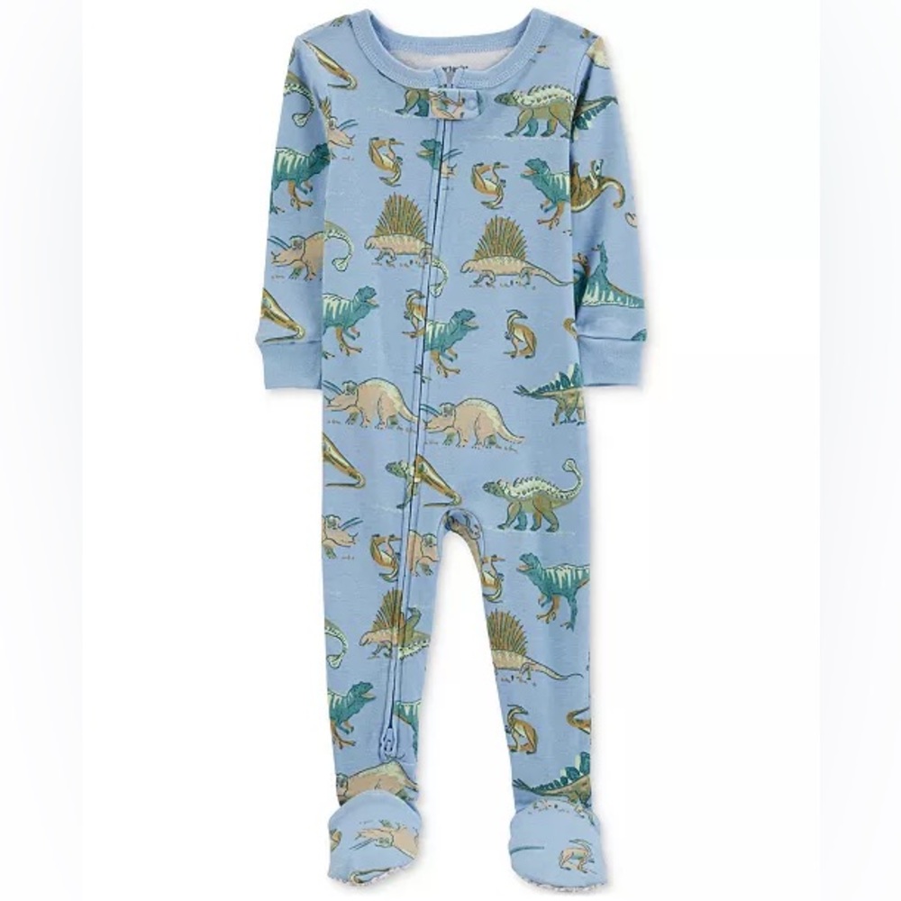 Carter’s Baby Boys One-Piece Dinosaur-Print Cotton Footed Pajamas Size 24 Months